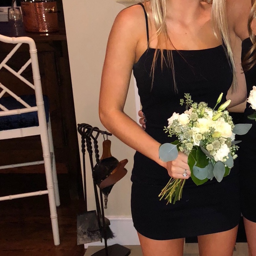 Lulu’s black skinny strap mini bodycon dress